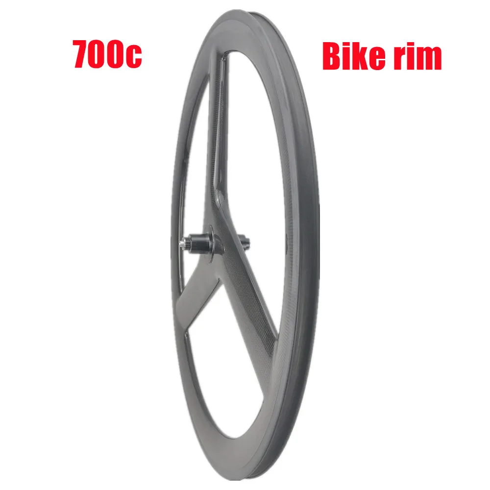 

50MM Depth Tri Spoke Road Bike Wheel Rim 23MM Width 700C Clincher 3Spokes Road Bike Wheel V Brake Edge 3k Glossy