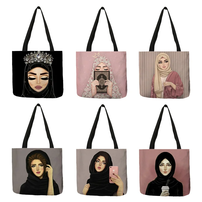 New Eco Linen Shopping Totes Bag Muslim Islamic Gril Eyes Print Casual Women Handbag Ladies Folding Shoulderg Bag
New Eco Linen Shopping Totes Bag Muslim Islamic Gril Eyes Print Casual Women Handbag Ladies Folding Shoulderg Bag