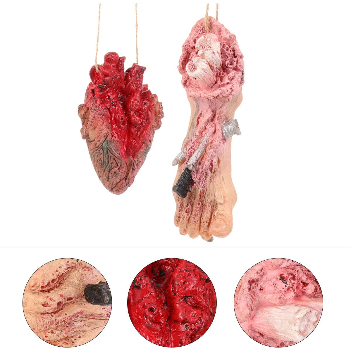 

2 Pcs Outdoor Decor Simulated Human Organ Pendant Halloween Scary Decorations Hanging Body Parts Haunted House Props Pendants