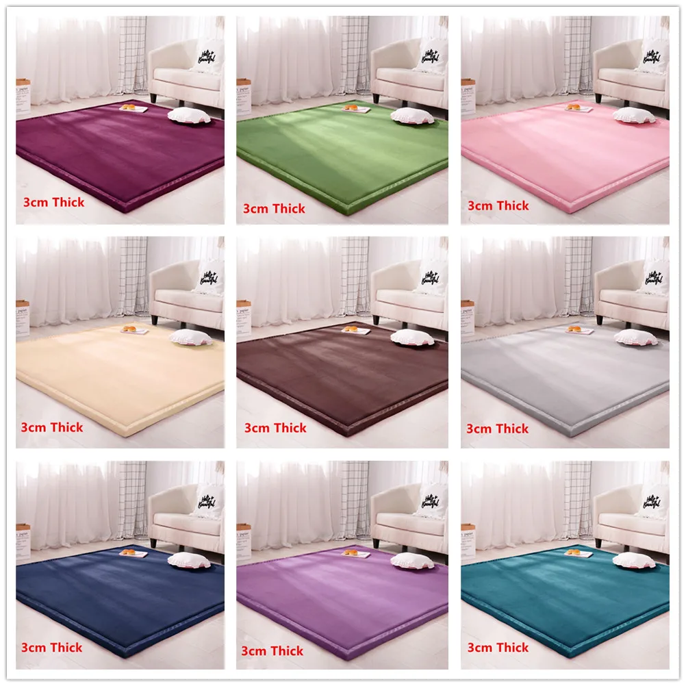 

3CM Coral Velvet Thick Carpets For Living Room Bedroom Area Rugs Japanese Style Kids Room Crawl Mat Child Play Tatami Floor Rug