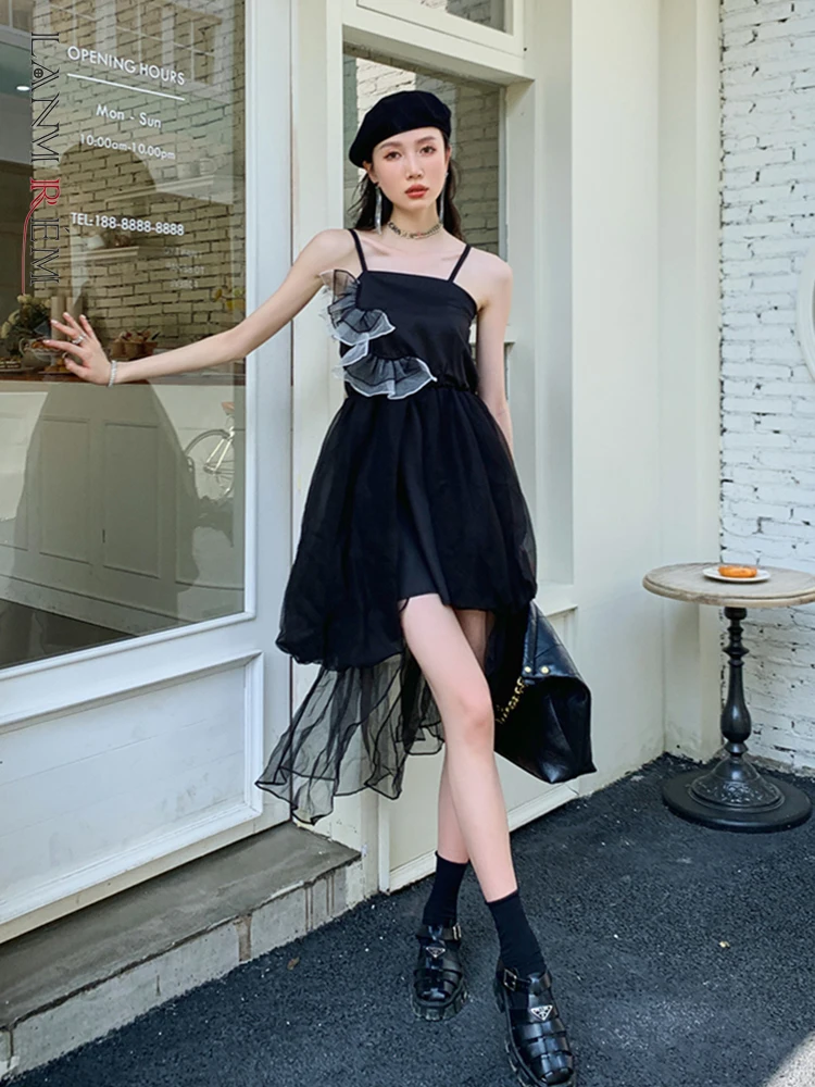 LANMREM необычное дизайнерское платье из органзы, Черные милые и крутые платья на подтяжках, 2022 летняя одежда для вечеринок 2R3951 
LANMREM необычное дизайнерское платье из органзы, Черные милые и крутые платья на подтяжках, 2022 летняя одежда для вечеринок 2R3951