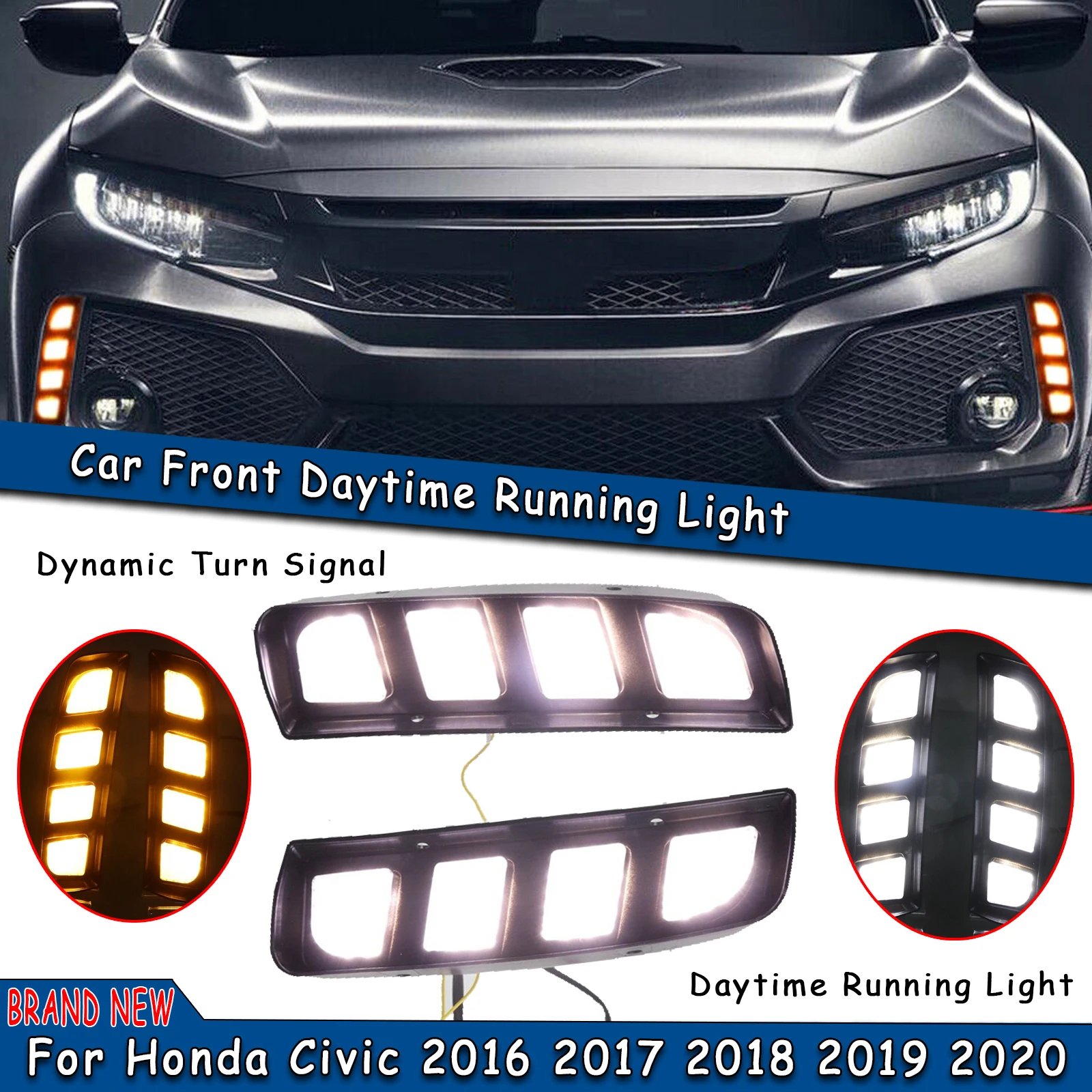 Car LED DRL Daytime Running Day Light Front Bumper Air Vent Fog Lamp Turn Signal Indicator Bulb For Honda Civic 2016-2020
Car LED DRL Daytime Running Day Light Front Bumper Air Vent Fog Lamp Turn Signal Indicator Bulb For Honda Civic 2016-2020