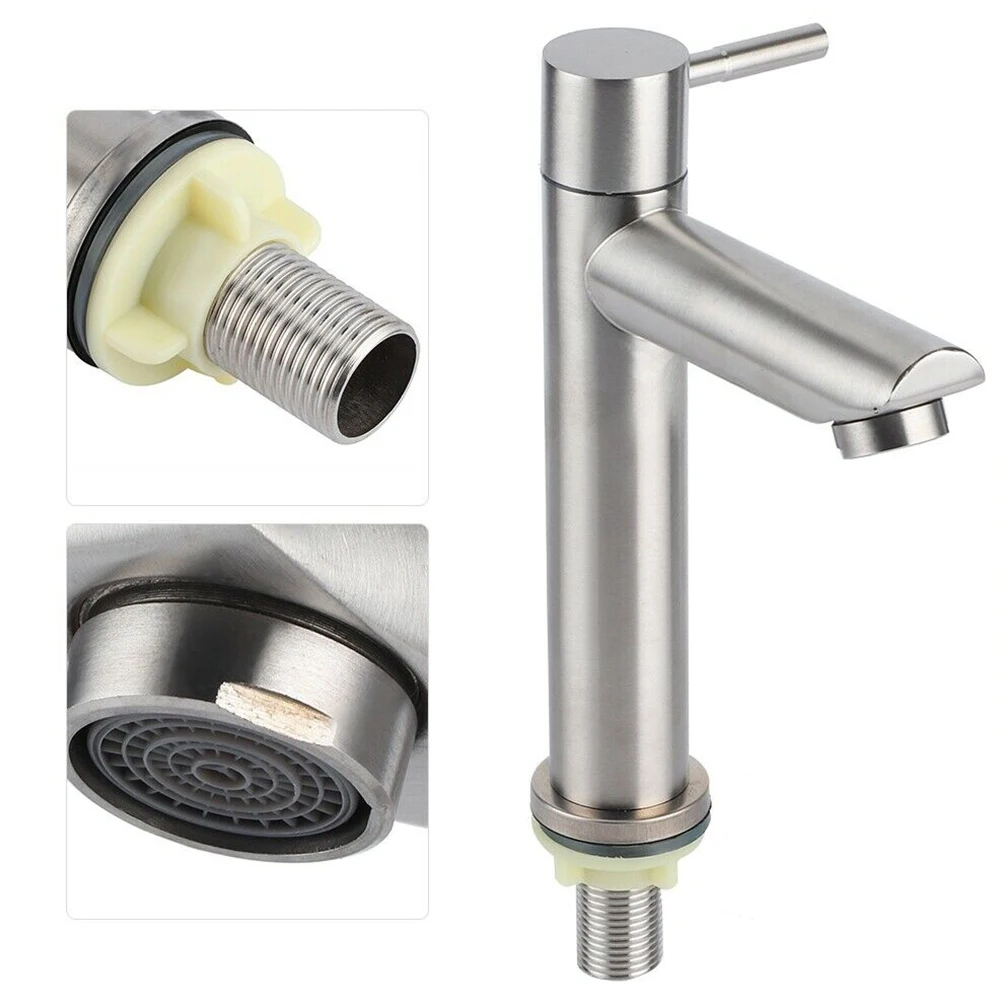 304 Stainless Steel Silver Single Cold Water Sink Faucet Bathroom Counter Basin Faucet Single Handle Washbasin Tap Hardware
304 Stainless Steel Silver Single Cold Water Sink Faucet Bathroom Counter Basin Faucet Single Handle Washbasin Tap Hardware