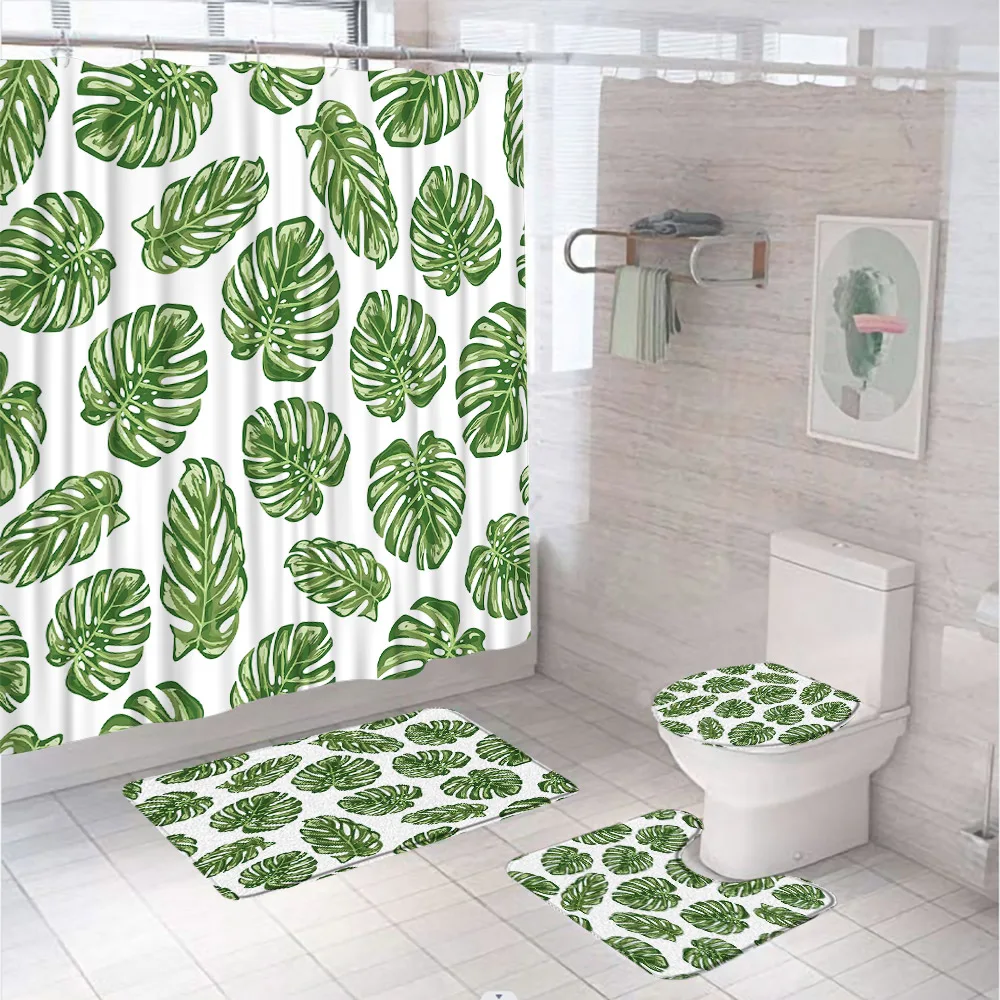 4Pcs Green Tropical Leaves Shower Curtain Set Watercolour Plant Monstera Home Bathroom Decor Floor Rug Bath Mat Toilet Lid Cover
4Pcs Green Tropical Leaves Shower Curtain Set Watercolour Plant Monstera Home Bathroom Decor Floor Rug Bath Mat Toilet Lid Cover