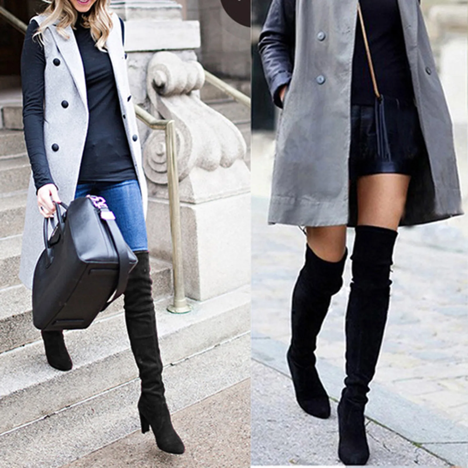 Long Boots Knee-High Heel Boots For Women's Mid-calf Boots Retro Shoes Flock Winter Warm Chunky Boots Plus Size Женские сапоги
Long Boots Knee-High Heel Boots For Women's Mid-calf Boots Retro Shoes Flock Winter Warm Chunky Boots Plus Size Женские сапоги