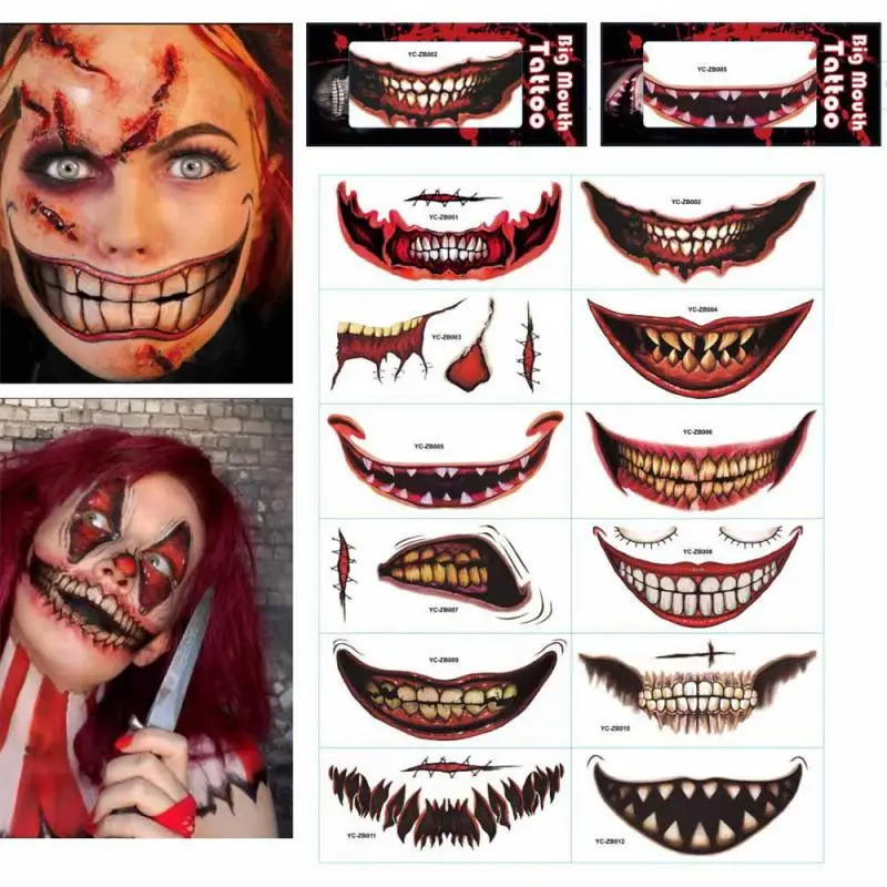 

Multifunctional Mouth Decal Waterproof Creepy Look Unique Design Has Many Uses Lasting Weird Tattoos Creepy Lip Decals Durable