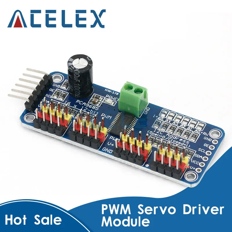 16-канальный 12-битный модуль PWM/Servo Driver-I2C интерфейса PCA9685, защитный модуль pi, серводвигатель
16-канальный 12-битный модуль PWM/Servo Driver-I2C интерфейса PCA9685, защитный модуль pi, серводвигатель