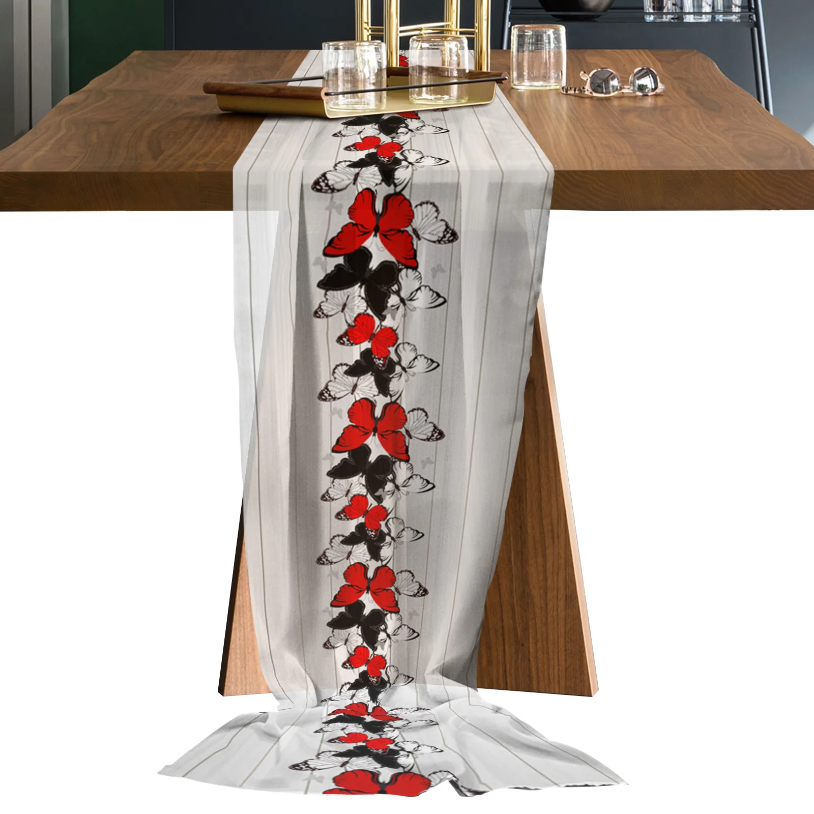 Simple Butterfly Wood Grain Table Runner Sheer Chiffon Luxury Boho Wedding Party Birthday Gauze Tablecloth
Simple Butterfly Wood Grain Table Runner Sheer Chiffon Luxury Boho Wedding Party Birthday Gauze Tablecloth