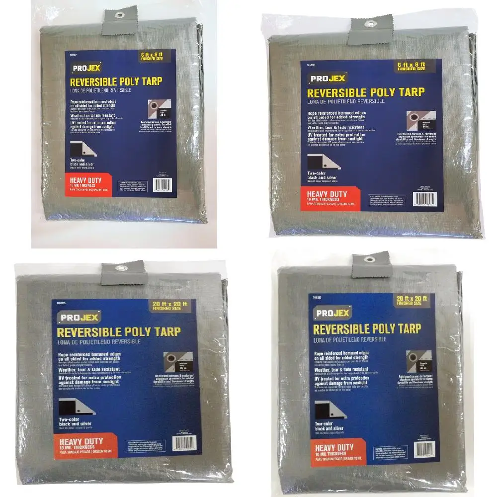 Premium Waterproof Silver & Black Heavy-Duty 6x8 Poly Tarps, Perfect Outdoor Protection from Elements and Gar Debris.
Premium Waterproof Silver & Black Heavy-Duty 6x8 Poly Tarps, Perfect Outdoor Protection from Elements and Gar Debris.