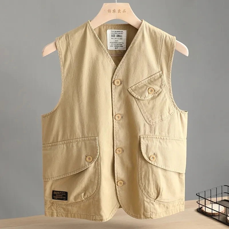 Vintage Cotton Sleeveless Cargo Jacket Male Korea Fashion Waistcoat Loose Man Vest Multi-pocket Casual Gilets Solid V-neck 2023
Vintage Cotton Sleeveless Cargo Jacket Male Korea Fashion Waistcoat Loose Man Vest Multi-pocket Casual Gilets Solid V-neck 2023