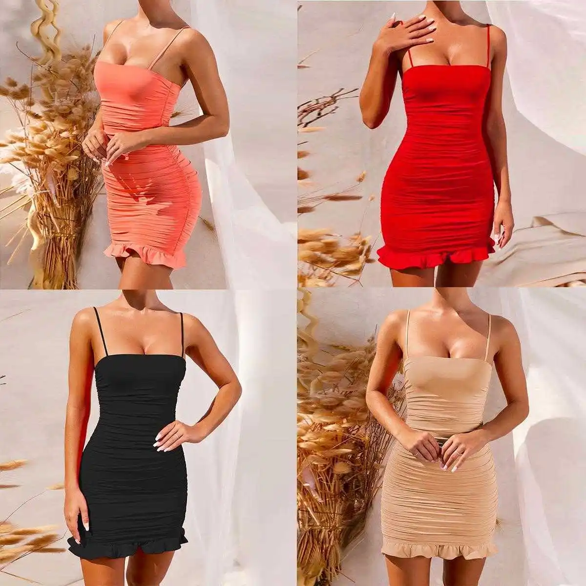 Womens Summer Sexy Casual Dresses Suspender Pleated Hip Skirt Ruffled Nightclub Dress
Womens Summer Sexy Casual Dresses Suspender Pleated Hip Skirt Ruffled Nightclub Dress