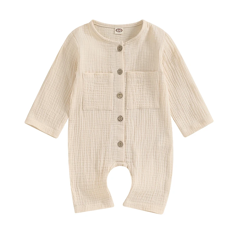 Toddler Baby Long Sleeve Rompers Solid Color Button Jumpsuit with Pockets for Newborn Infant Cute Clothes
Toddler Baby Long Sleeve Rompers Solid Color Button Jumpsuit with Pockets for Newborn Infant Cute Clothes
