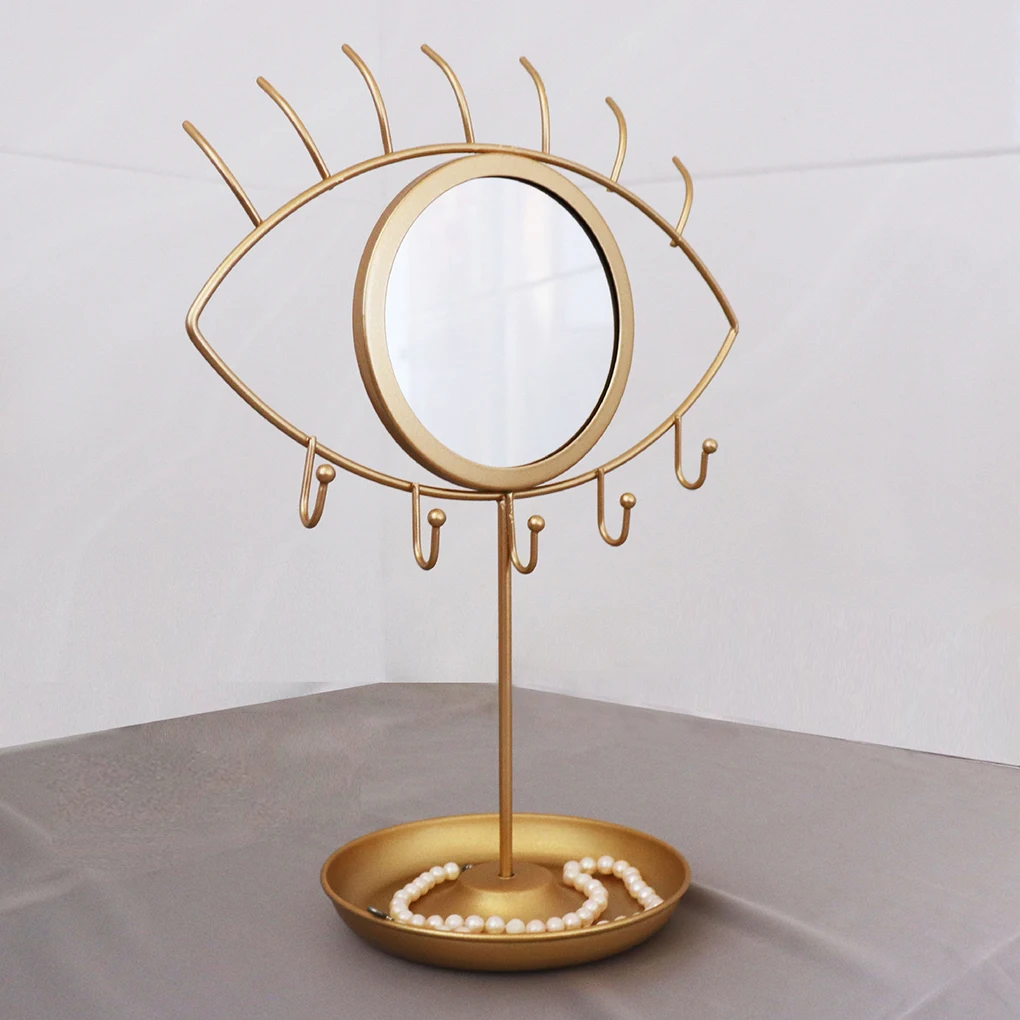 Jewelry Stand Alloy Eye-Shape Holder with Vanity Mirror Table Jewelry Storage Rack Makeup Supplies
Jewelry Stand Alloy Eye-Shape Holder with Vanity Mirror Table Jewelry Storage Rack Makeup Supplies