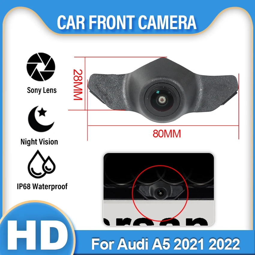 

HD AHD Автомобильная камера переднего вида для Audi A5 2019 2020 2021 Водонепроницаемая парковочная CCD камера ночного видения с логотипом и широким углом обзора