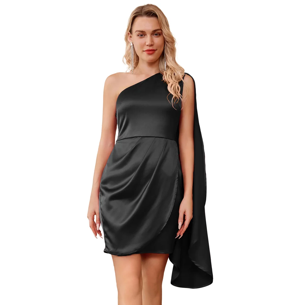 KK Women Party Dress Wrap Hem Asymmetric One-Shoulder Ruched Wrap Front Smooth Satin Mid-Thigh Hips-wrapped Bodycon Dress
KK Women Party Dress Wrap Hem Asymmetric One-Shoulder Ruched Wrap Front Smooth Satin Mid-Thigh Hips-wrapped Bodycon Dress