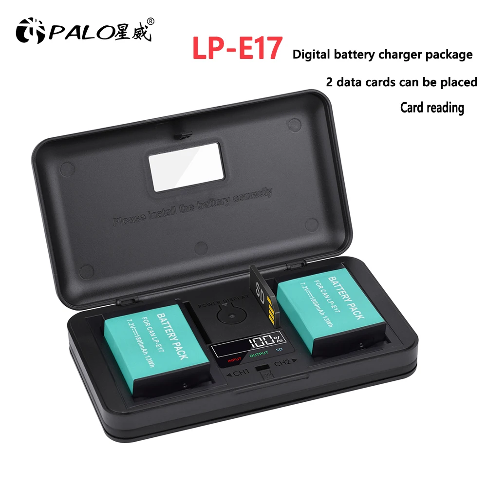 

LPE17 LP E17 LP-E17 Camera Battery + Storage Box LCD Dual Charger for Canon EOS 200D M6 750D T6i T6s 800D Kiss X10 Rebel RP SL2