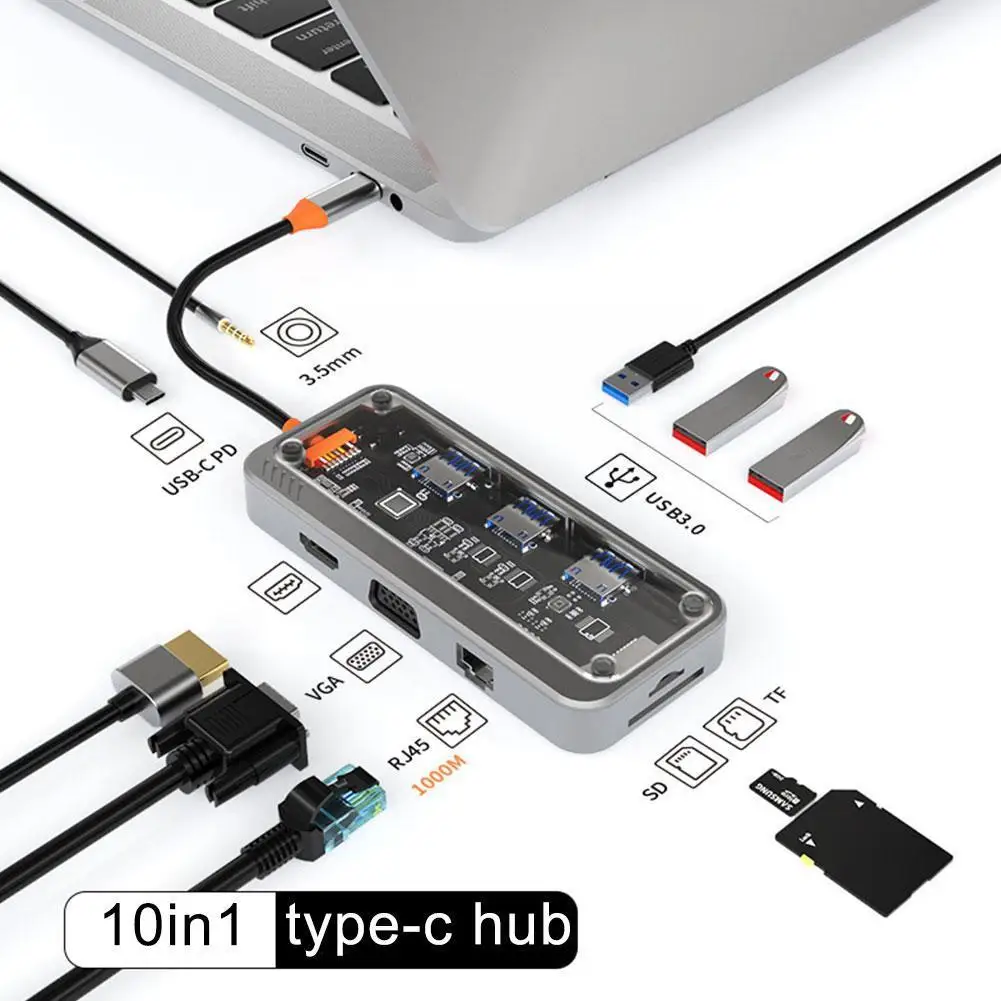 Док-станция 10 в 1, USB 100, 1000/м, HDMI-совместимая с TF/SD-картой + M.2 NVME SATA
Док-станция 10 в 1, USB 100, 1000/м, HDMI-совместимая с TF/SD-картой + M.2 NVME SATA