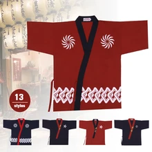 Unisex Japanese Style Chef Coat Sushi Restaurant Kimono Cook Uniform Shirts Waitress Waiter Work Wear Tops Overalls Jackets