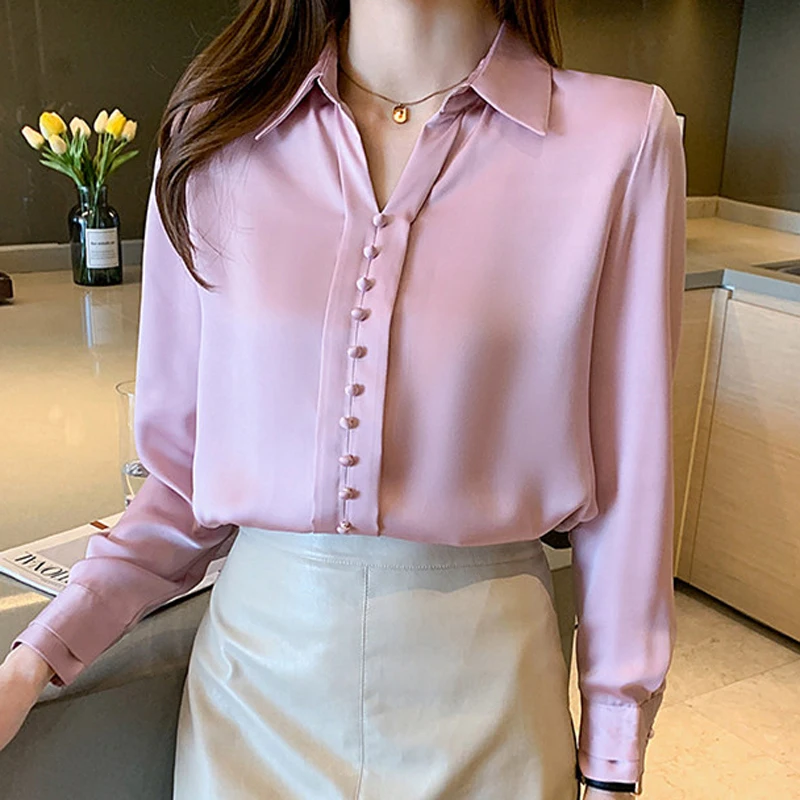 Turn down Collar Women Shirt Silk Satin Blouses For Women Long Sleeve Top 2022 Spring Korean Clothes Button Pullover Ladies Tops
Turn down Collar Women Shirt Silk Satin Blouses For Women Long Sleeve Top 2022 Spring Korean Clothes Button Pullover Ladies Tops
