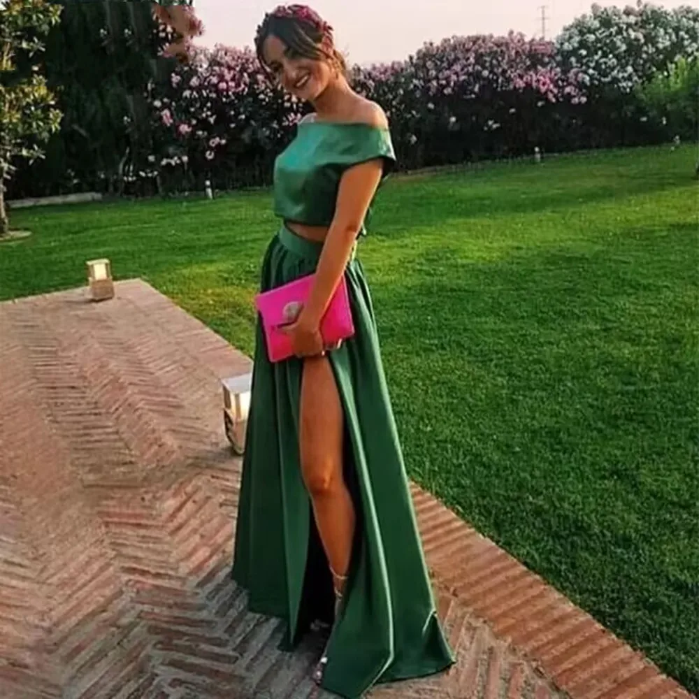 2022 One Shoulder Forest Green Two Pieces Evening Dresses Sexy Front Split Satin Floor Length Vestido De Noche Evening Party Gow
2022 One Shoulder Forest Green Two Pieces Evening Dresses Sexy Front Split Satin Floor Length Vestido De Noche Evening Party Gow