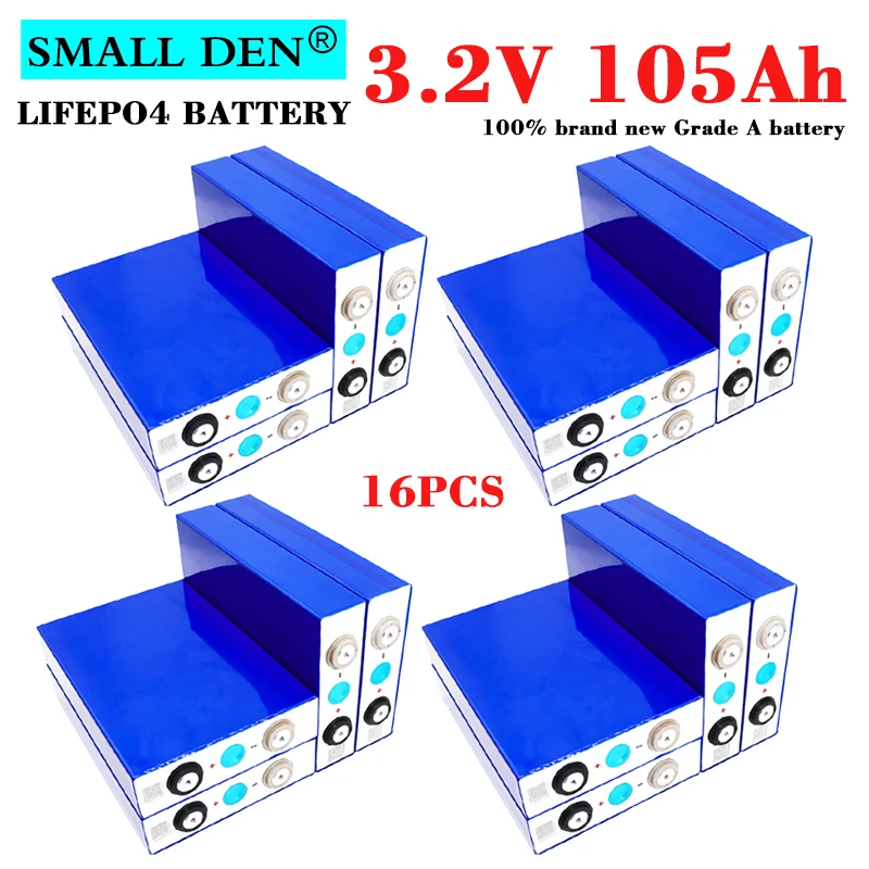 16PCS NEW 3.2V 105Ah Lifepo4 rechargeable battery Lithium iron phospha for 12v 24v DIY Electric Car EV RV Solar storage Tax Free
16PCS NEW 3.2V 105Ah Lifepo4 rechargeable battery Lithium iron phospha for 12v 24v DIY Electric Car EV RV Solar storage Tax Free