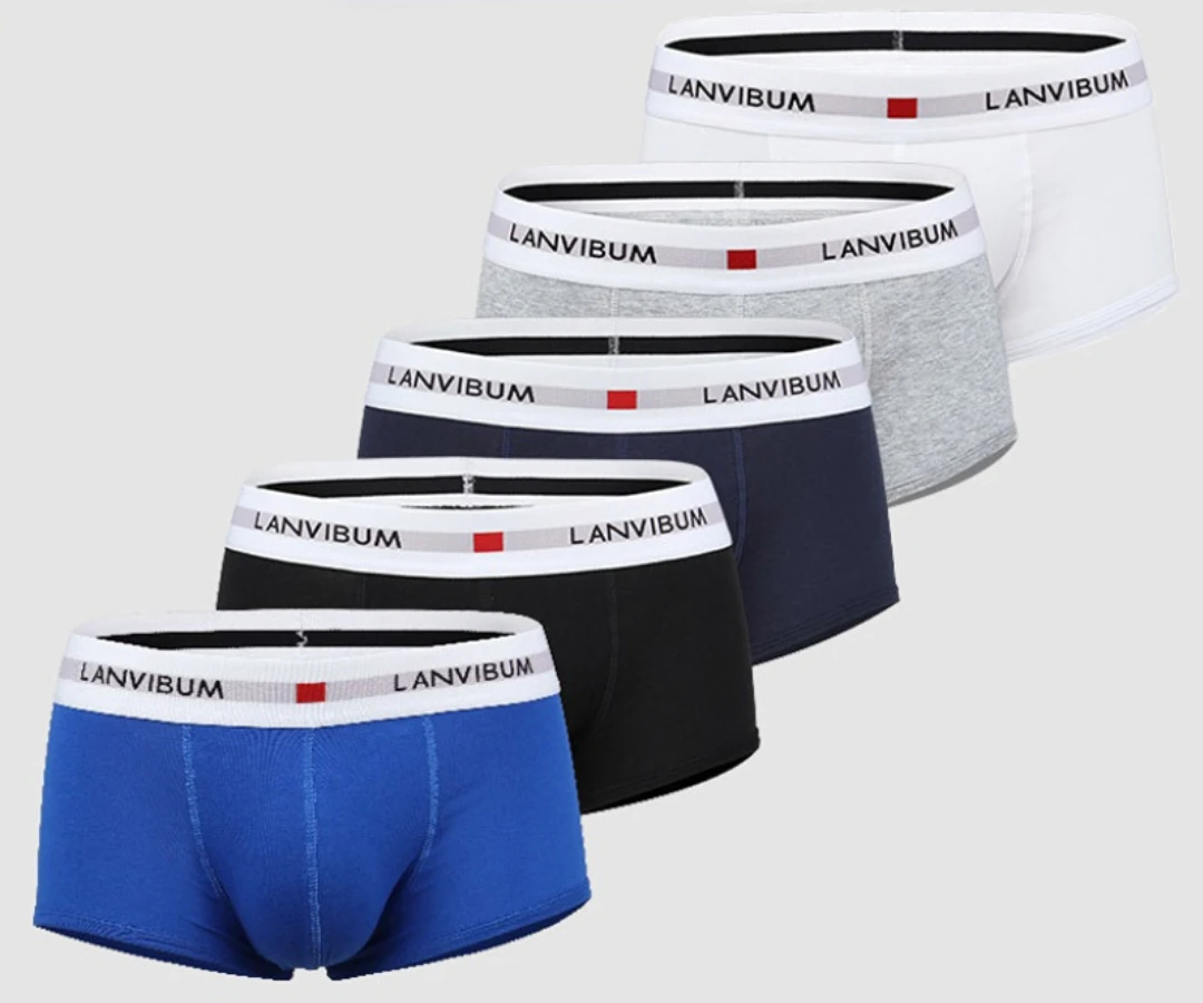 

LANVIBUM Men Underwear Cotton Boxers Solid Underpants Ropa Interior Homme Cueca Sexy Lingerie Bokserki Meskie Panties Boxer