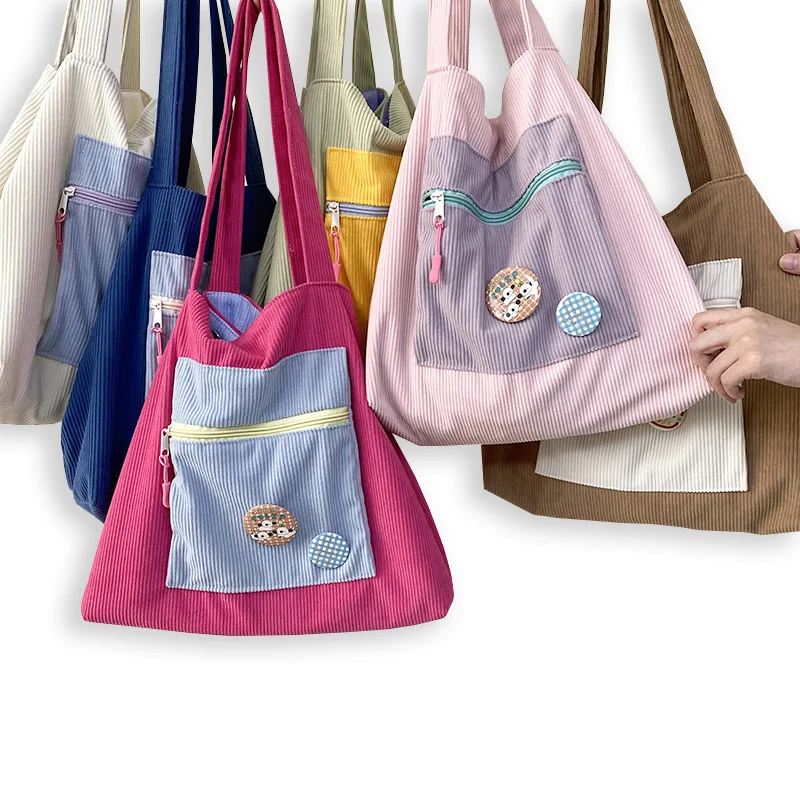 2023 New Corduroy Casual Brooch Shoulder Bag for Women Winter Korean Fashion Large Capacity Shopping Book Bags Purses Handbags
2023 New Corduroy Casual Brooch Shoulder Bag for Women Winter Korean Fashion Large Capacity Shopping Book Bags Purses Handbags