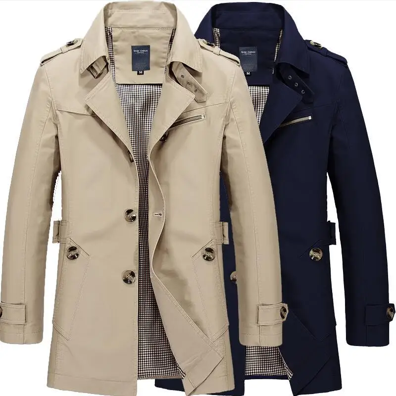 Spring Casual Business Long Trench Coat Male Single Breasted Turn-down Collar Jackets Autumn Men Cotton Coats Lightweight Slim
Spring Casual Business Long Trench Coat Male Single Breasted Turn-down Collar Jackets Autumn Men Cotton Coats Lightweight Slim
