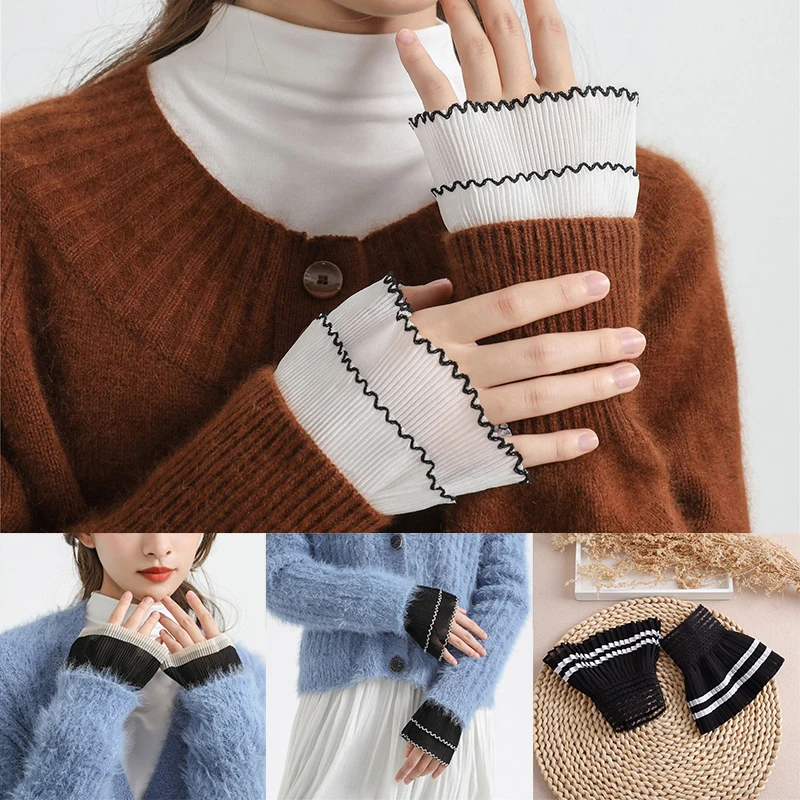 New Female Lace Pleated Flare Sleeve White Women Detachable Sleeve Fake Cuffs False Cuffs Ruffles Wristband Decorative Accessory
New Female Lace Pleated Flare Sleeve White Women Detachable Sleeve Fake Cuffs False Cuffs Ruffles Wristband Decorative Accessory