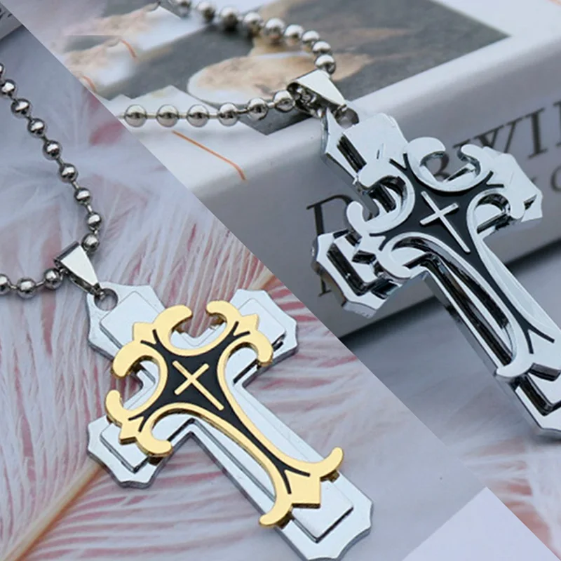 Men's Pendant Necklaces Gold Black Color Stainless Steel Domineering 3 Layer Jesus Cross Chain Necklace for Men
Men's Pendant Necklaces Gold Black Color Stainless Steel Domineering 3 Layer Jesus Cross Chain Necklace for Men