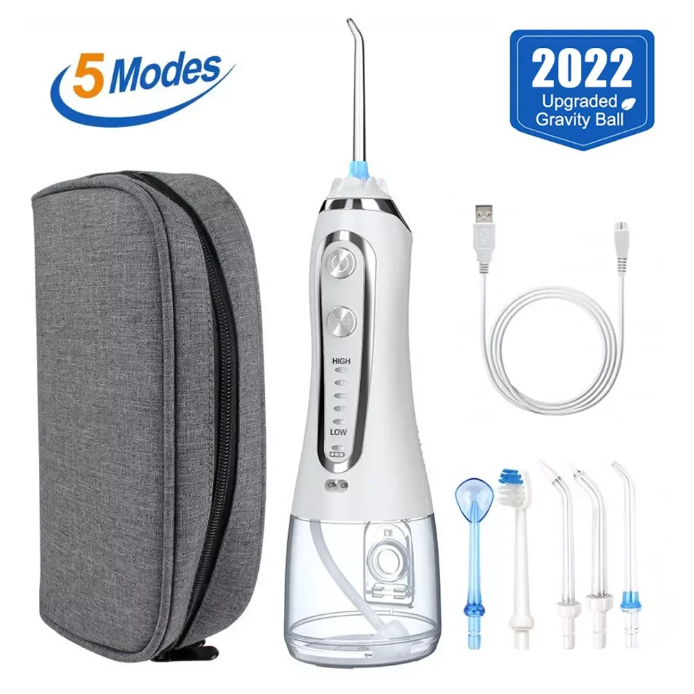 Modes Portable Oral Irrigator 300ml Dental Water Flosser Jet USB Rechargeable Irrigator Dental Teeth Cleaner + 5 Jet Tip & B
Modes Portable Oral Irrigator 300ml Dental Water Flosser Jet USB Rechargeable Irrigator Dental Teeth Cleaner + 5 Jet Tip & B