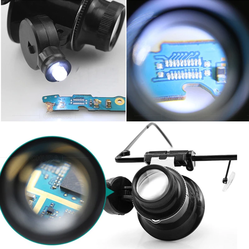 Professional 20X Magnifier Double Eye Glasses Type Watch Repair Jeweler Inspect Tool Magnifier with Two Adjustable LED Lights
Professional 20X Magnifier Double Eye Glasses Type Watch Repair Jeweler Inspect Tool Magnifier with Two Adjustable LED Lights