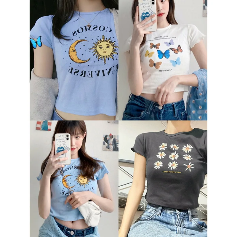 Sun Moon Butterfly Flower Printed Women T-shirt Harajuku Short Sleeve T Shirt Female Casual Streetwear O-Neck Top Clothes
Sun Moon Butterfly Flower Printed Women T-shirt Harajuku Short Sleeve T Shirt Female Casual Streetwear O-Neck Top Clothes