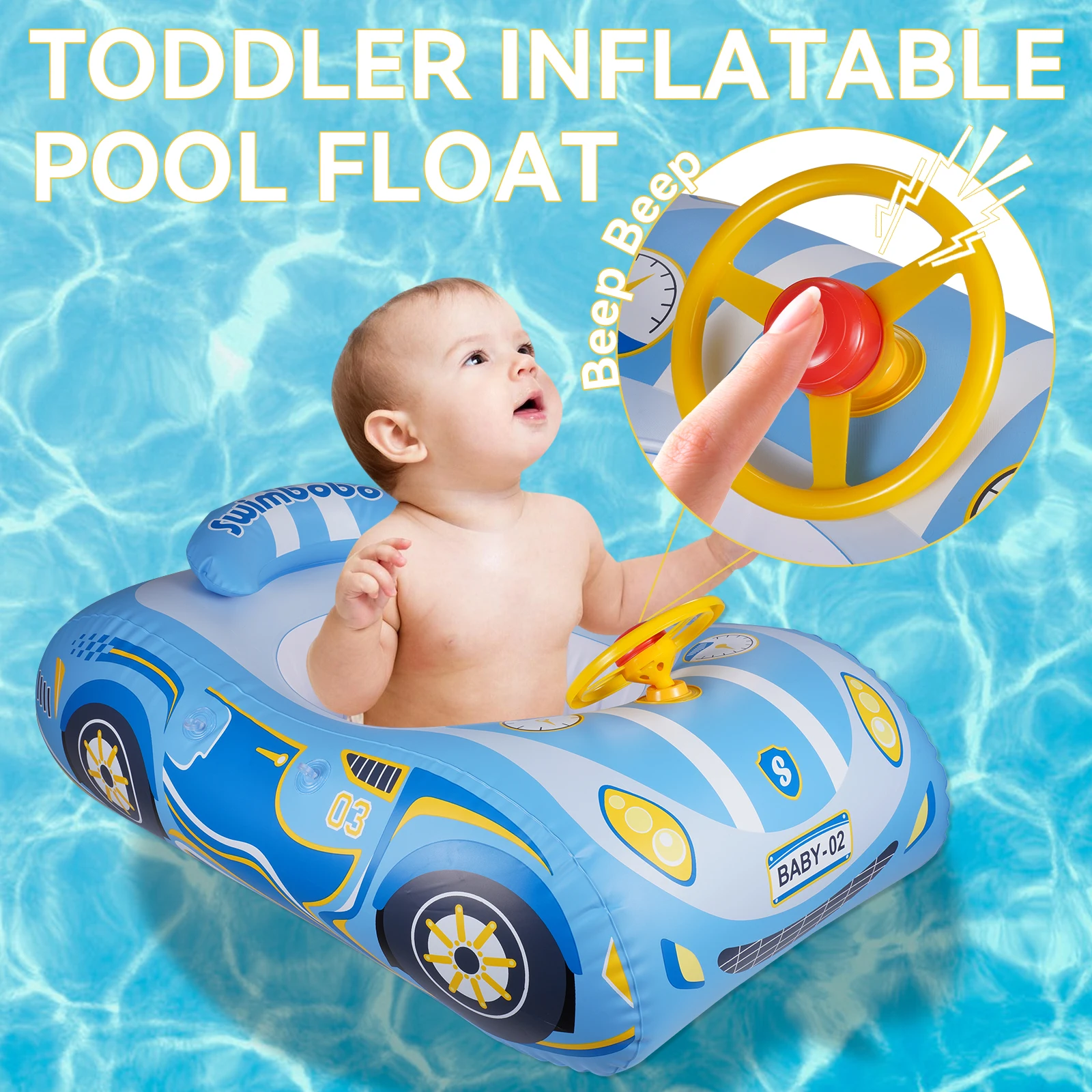 Toddler Pool Float Inflatable Car Baby Swim Float With Adjustable Sun Canopy Safety Seat Pool Toys For Boys 1-4 Years 10-20KG
Toddler Pool Float Inflatable Car Baby Swim Float With Adjustable Sun Canopy Safety Seat Pool Toys For Boys 1-4 Years 10-20KG