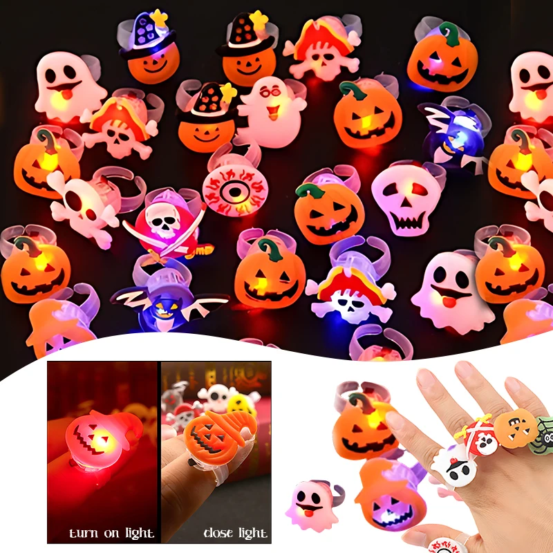Halloween Decoration Creative Pumpkin Ghost Skull Ring LED Luminous Ring Terror Ghost Spider Sparkling Ring Children's Gift
Halloween Decoration Creative Pumpkin Ghost Skull Ring LED Luminous Ring Terror Ghost Spider Sparkling Ring Children's Gift
