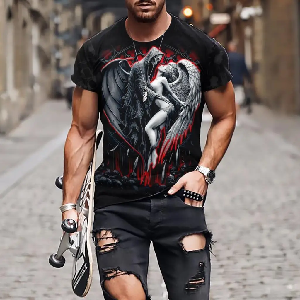 Футболка мужская с коротким рукавом, брендовая уличная Ретро футболка в стиле Харадзюку, с черепом ангельские крылья, 3D футболка, спортивная одежда в стиле хип-хоп, лето
Футболка мужская с коротким рукавом, брендовая уличная Ретро футболка в стиле Харадзюку, с черепом ангельские крылья, 3D футболка, спортивная одежда в стиле хип-хоп, лето