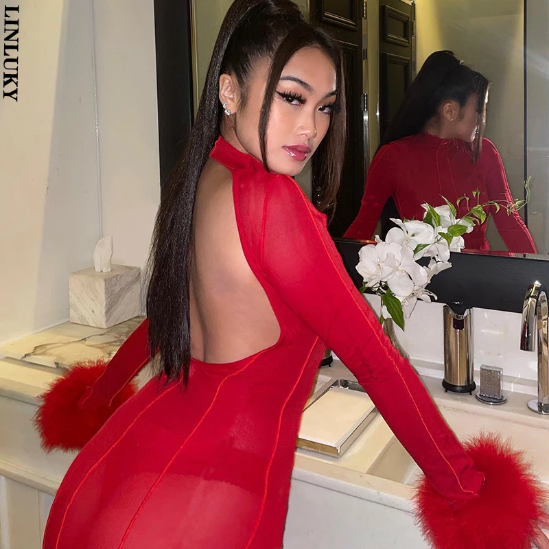 Новое модное платье с воротником-стойкой и открытой спиной для женщин, комбинированные меховые Клубные вечерние мини-платья с длинными рукавами, женская одежда
Новое модное платье с воротником-стойкой и открытой спиной для женщин, комбинированные меховые Клубные вечерние мини-платья с длинными рукавами, женская одежда