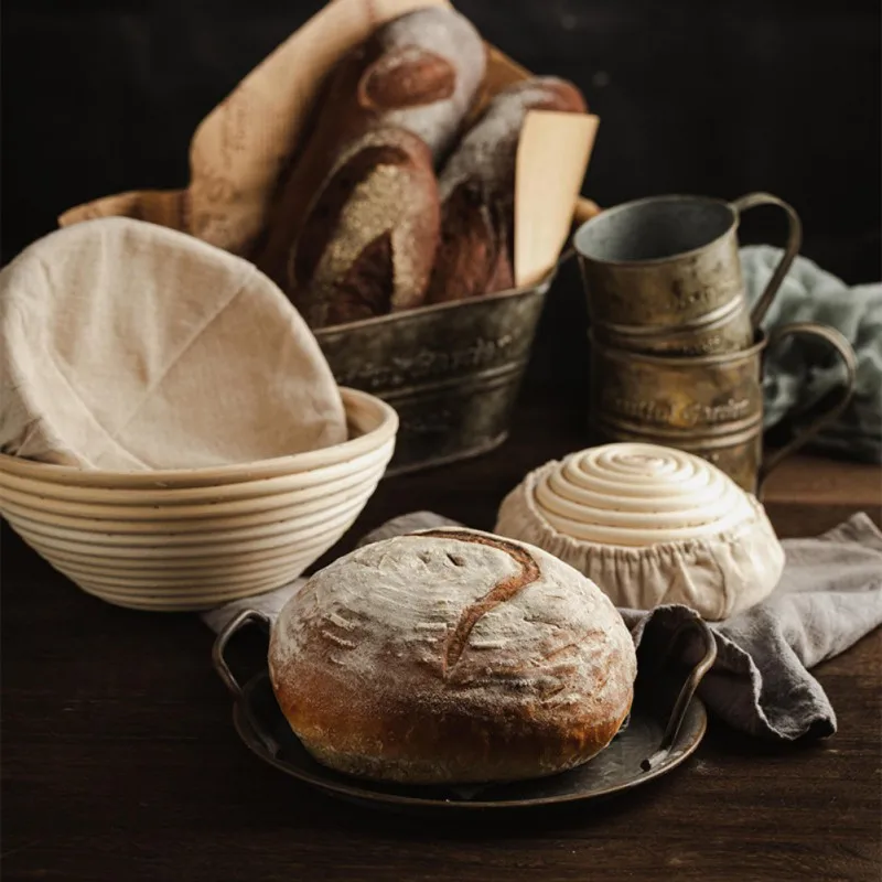 Овальные/круглые корзины из ротанга для рассыпчатого теста хлеба домашней