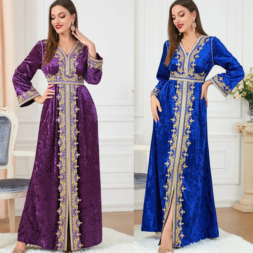 Moroccan Caftan Evening Dress Embroidery Women Muslim Velvet Arabic Prom Gowns Party Dress Abayas Dubai Turkey Islamic Ramadan
Moroccan Caftan Evening Dress Embroidery Women Muslim Velvet Arabic Prom Gowns Party Dress Abayas Dubai Turkey Islamic Ramadan