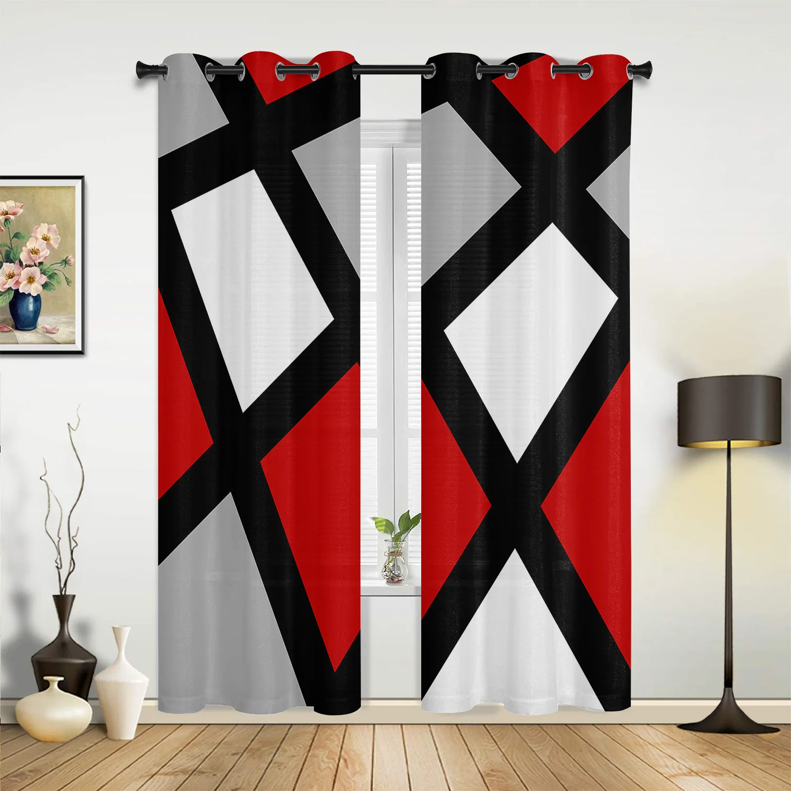 Red Black Gray Geometric Square Luxury Window Curtains Printed Curtains for Living Room Kitchen Home Decor Valance Drapes
Red Black Gray Geometric Square Luxury Window Curtains Printed Curtains for Living Room Kitchen Home Decor Valance Drapes