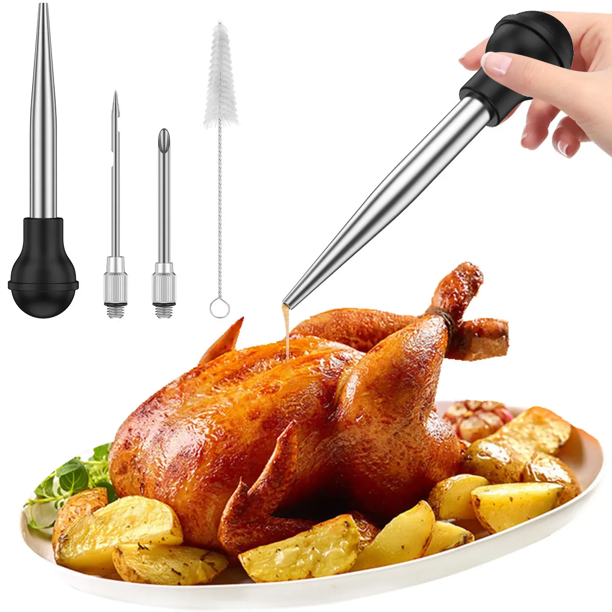 Набор из 4 шприцов для мяса и маринада, из нержавеющей стали, с 2 иглами и силиконовой лампочкой
Набор из 4 шприцов для мяса и маринада, из нержавеющей стали, с 2 иглами и силиконовой лампочкой
