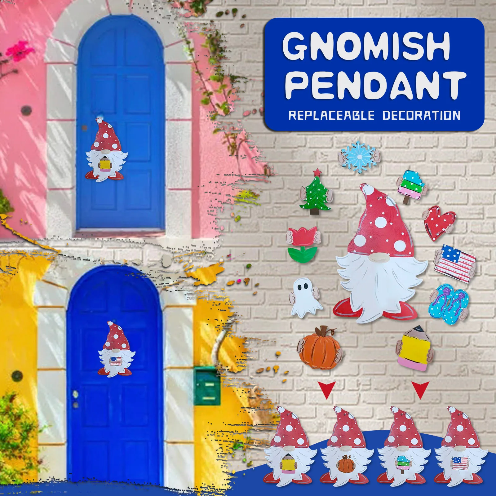 Сезонное дерево Gnome вывеска для декора, подвесная дверь, сменные рождественские украшения, набор второго Рождества, вместе с орнаментом
Сезонное дерево Gnome вывеска для декора, подвесная дверь, сменные рождественские украшения, набор второго Рождества, вместе с орнаментом