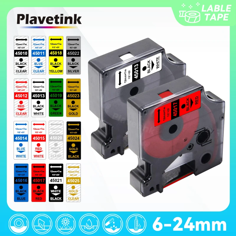 18 Colors 45013 12mm*7m (1/2 Inch x 23 Feet) Labels Compatible For Dymo D1 Label Printers 45010 45018 45024 45023 Label Tape
18 Colors 45013 12mm*7m (1/2 Inch x 23 Feet) Labels Compatible For Dymo D1 Label Printers 45010 45018 45024 45023 Label Tape