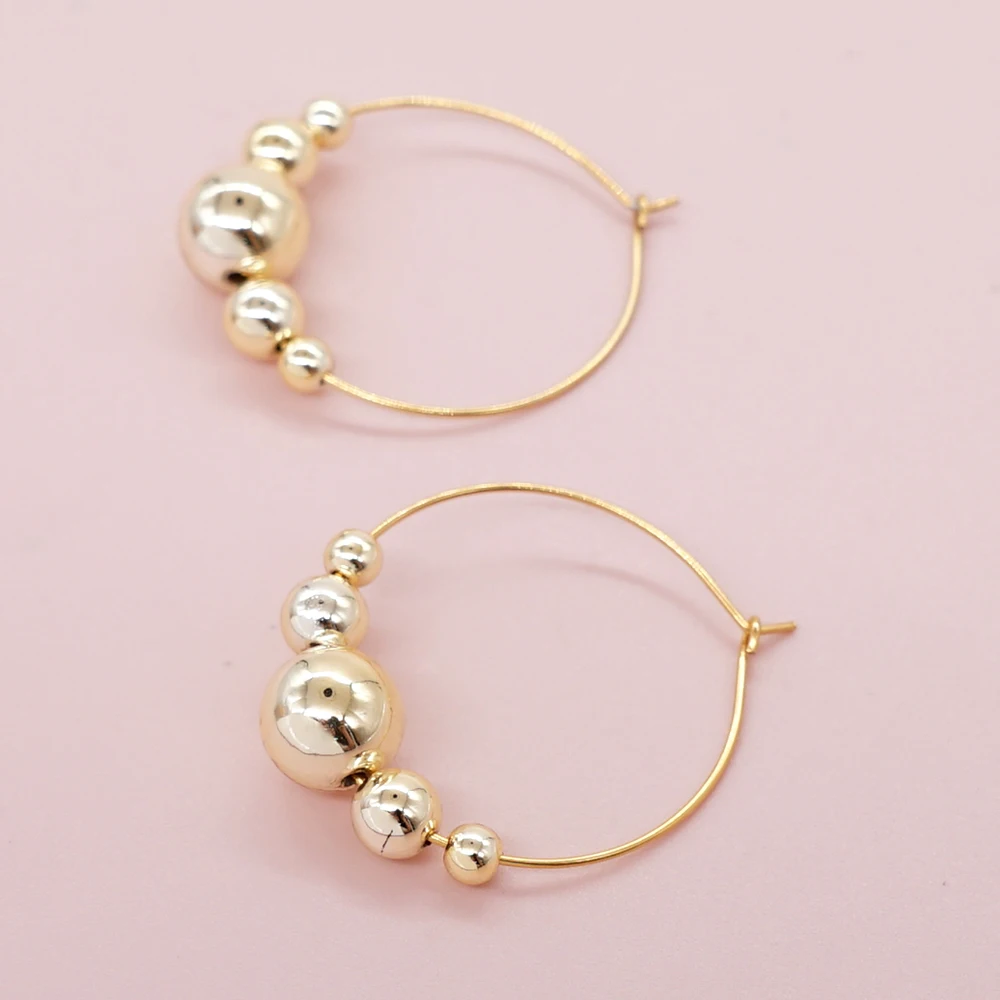 Fashion Jewelry Gold Color Ball Beaded Hoop Earrings Stainless Steel Hook for Women Girl Handmade Accessories Trendy Earring
Fashion Jewelry Gold Color Ball Beaded Hoop Earrings Stainless Steel Hook for Women Girl Handmade Accessories Trendy Earring