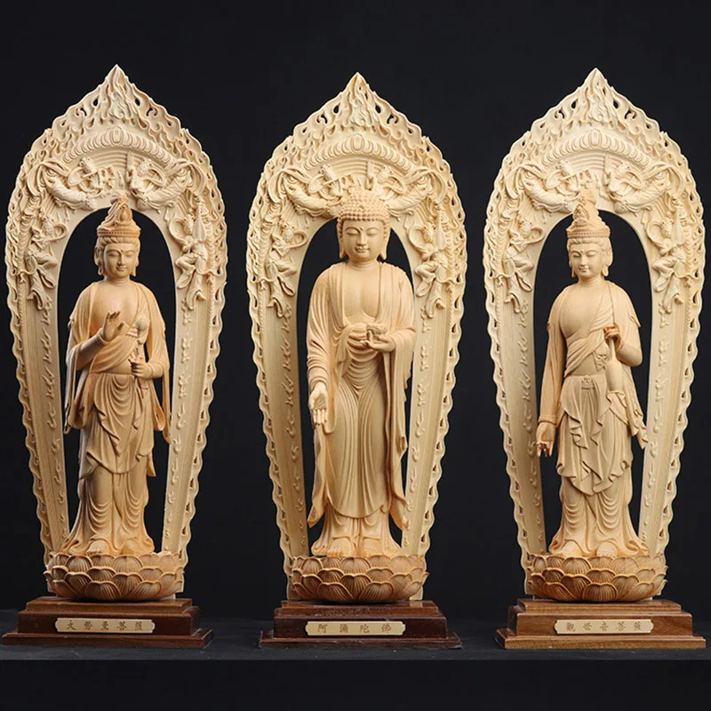 

Gautama Buddha Guanyin Ksitigarbha Buddhist Cultures Wood Statue Feng Shui Mercy Goddess Home Decor Ornaments