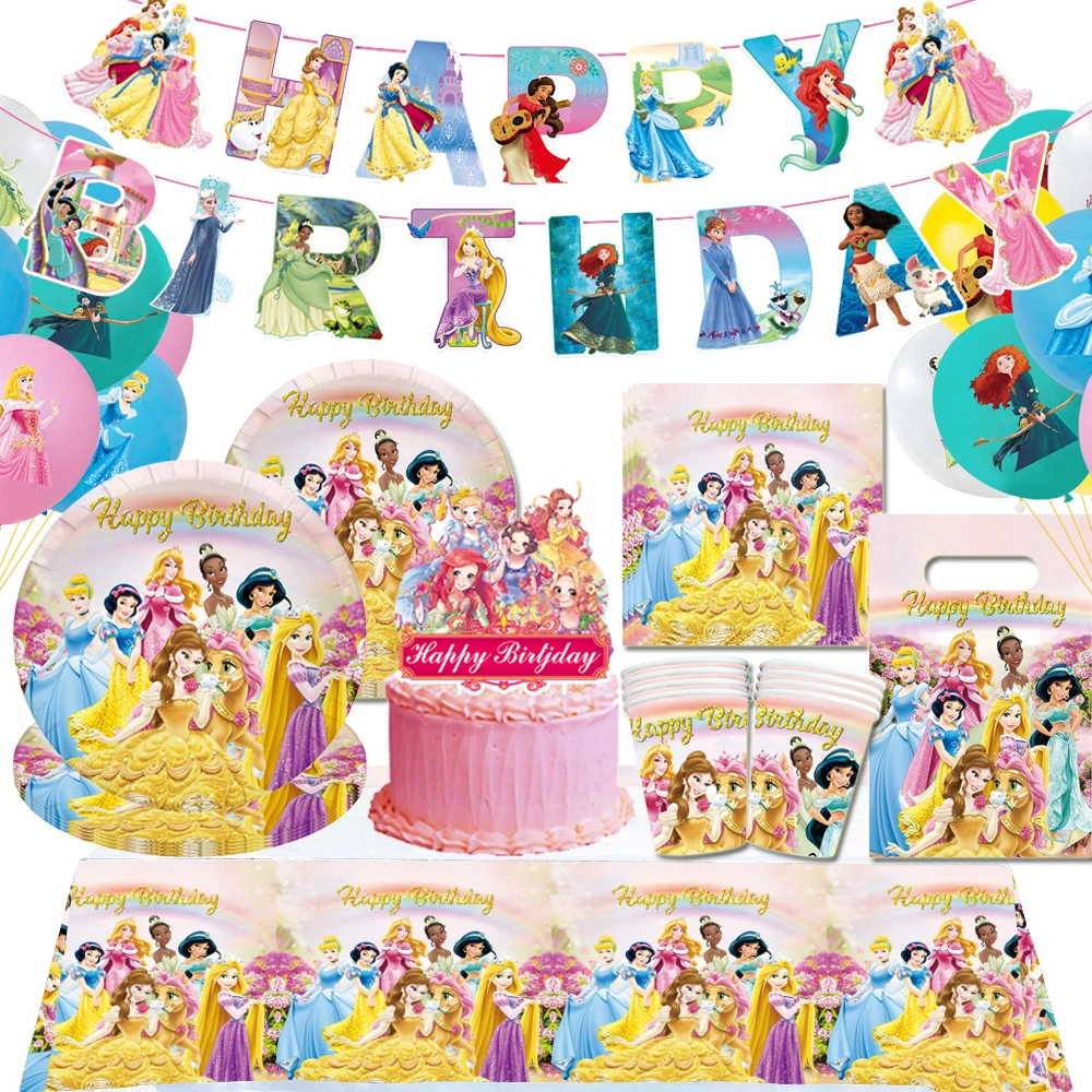 Disney Princess Belle Snow White с днем рождения, Женская юбка на тарелке, чашке, Подарочная сумка, скатерть для торта, женская