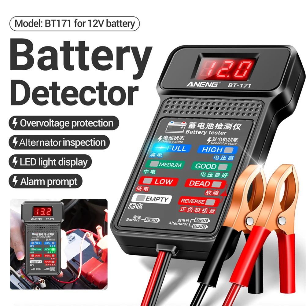 Universal 12v Car Battery Testing Tools 100-2000CCA Battery Tester With LCD Screen Car Battery Alternator Analyzer System
Universal 12v Car Battery Testing Tools 100-2000CCA Battery Tester With LCD Screen Car Battery Alternator Analyzer System