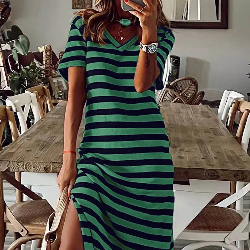 Women's Clothing New Traight Striped Office Lady Simplicity Fashion Casual Loose Printing V-neck Short Sleeve Pullovers Dresses
Women's Clothing New Traight Striped Office Lady Simplicity Fashion Casual Loose Printing V-neck Short Sleeve Pullovers Dresses
