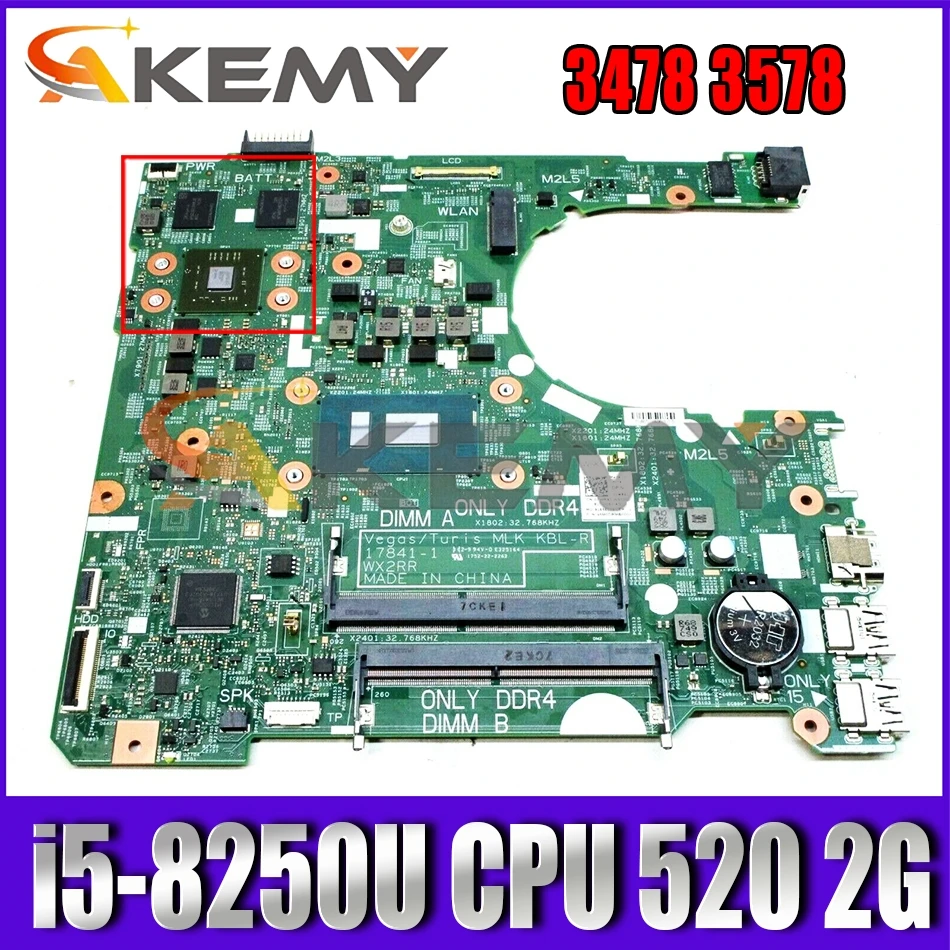 Материнская плата для ноутбука DELL Inspiron 3476 3576 Vostro 3478 3578 17841 520-1 17841-SC WX2RR, материнская плата с i5-8250U CPU Radeon 2 Гб
Материнская плата для ноутбука DELL Inspiron 3476 3576 Vostro 3478 3578 17841 520-1 17841-SC WX2RR, материнская плата с i5-8250U CPU Radeon 2 Гб