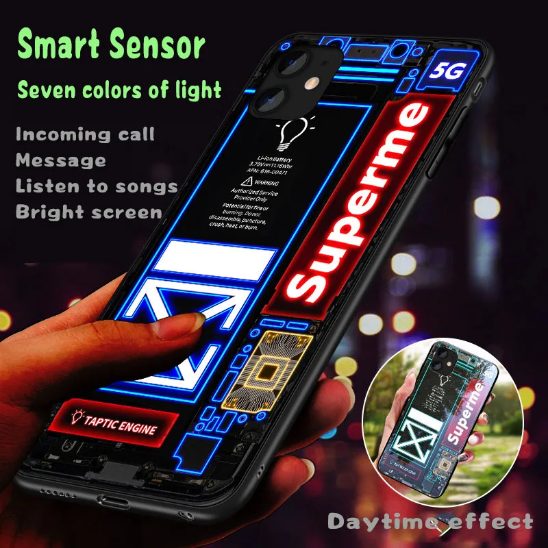 Fashion Come Lightning Apple 13 Voice-activated Light-emitting Phone Case for Iphone 11promax Glass Case 
Fashion Come Lightning Apple 13 Voice-activated Light-emitting Phone Case for Iphone 11promax Glass Case